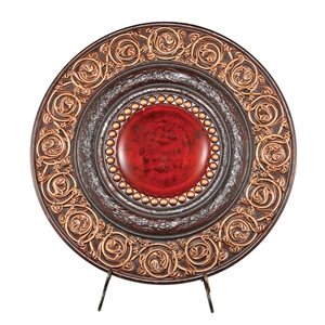 Décoration de table ORE International plaque décorative en polyrésine rouge et brun