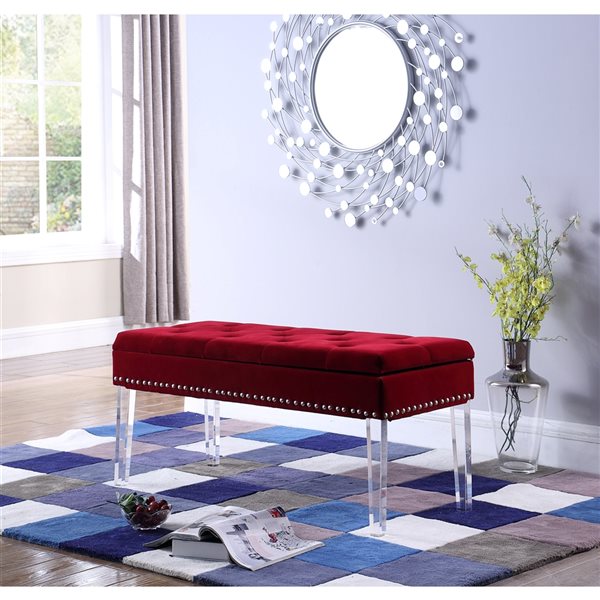 Red deals tufted bench