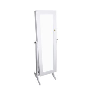 ORE International 57-in x 16.5-in Rectangular White Framed Floor Mirror with Storage