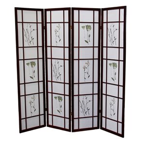 ORE International 4-Panel Cherry Paper Folding Shoji Style Room Divider