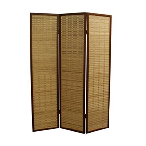ORE International 3-Panel Walnut Bamboo Folding Contemporary/Modern Style Room Divider