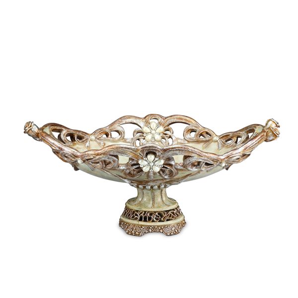 ORE International Beige and Gold Polyresin Bowl Tabletop Decoration