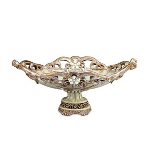ORE International Beige and Gold Polyresin Bowl Tabletop Decoration