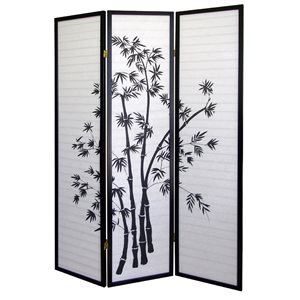 ORE International 3-Panel Black Paper Folding Traditional Style Room Divider
