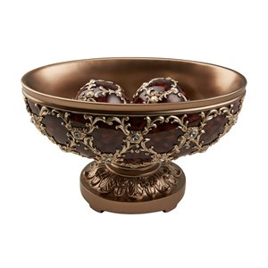 ORE International Matte Gold Polyresin Bowl Tabletop Decoration with Spheres