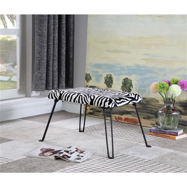 ORE International Modern Black and White Accent Bench