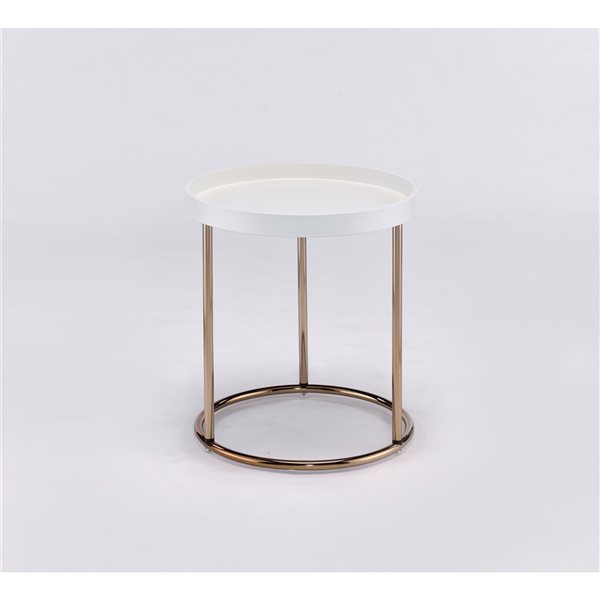 ORE International Edie White Wood Round End Table