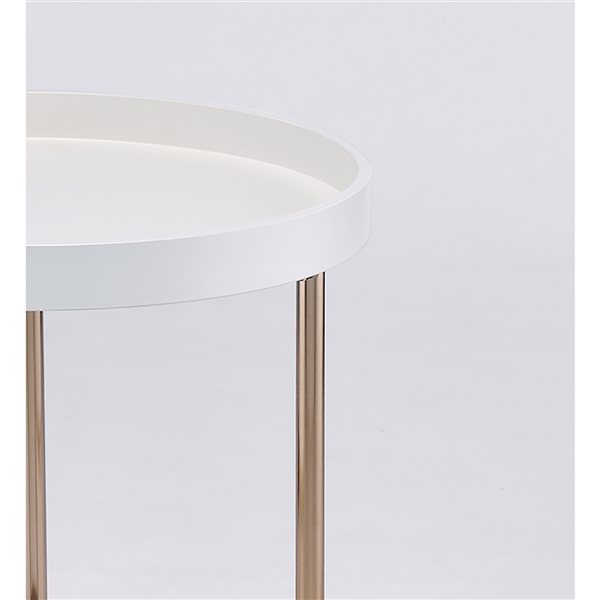 ORE International Edie White Wood Round End Table