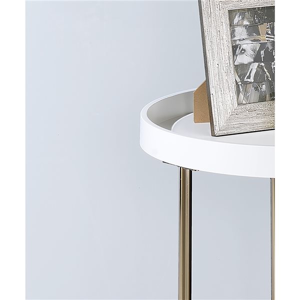 ORE International Edie White Wood Round End Table
