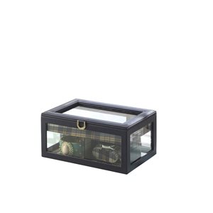 ORE International Black Glass and Faux Leather Rectangular Jewelry Box