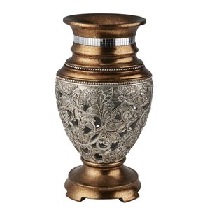 ORE International Silver and bronze Polyresin Floral Vase Tabletop Decoration