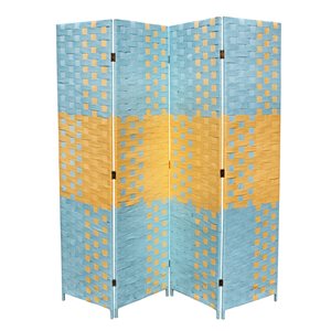 ORE International 4-Panel Blue Paper Folding Contemporary/Modern Style Room Divider