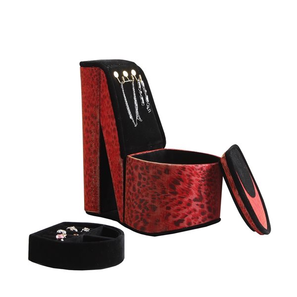 ORE International Polyurethane Red Leopard Print High heel Jewelry Box