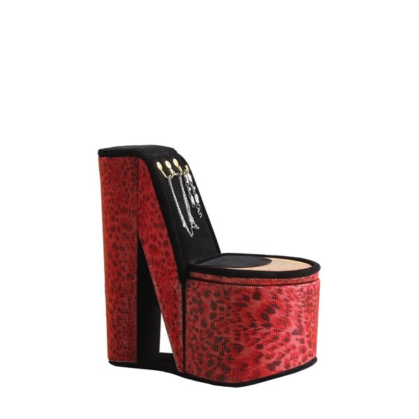 ORE International Polyurethane Red Leopard Print High heel Jewelry Box