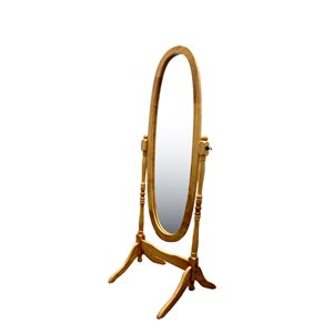 ORE International 59.25-in x 23-in Oval Natural Framed Floor Mirror