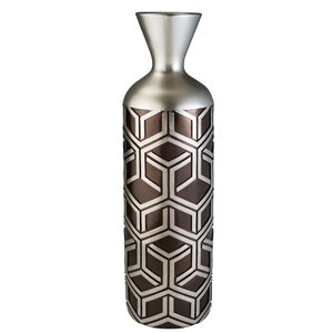 Décoration de table ORE International vase en polyrésine brun et argent