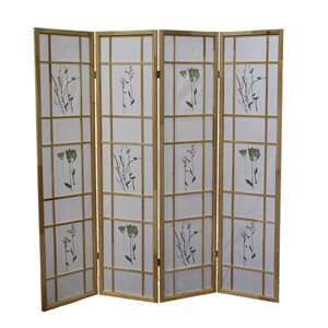 ORE International 4-Panel Natural Paper Folding Shoji Style Room Divider