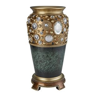ORE International Gold Polyresin Vase Tabletop Decoration with Green Accents