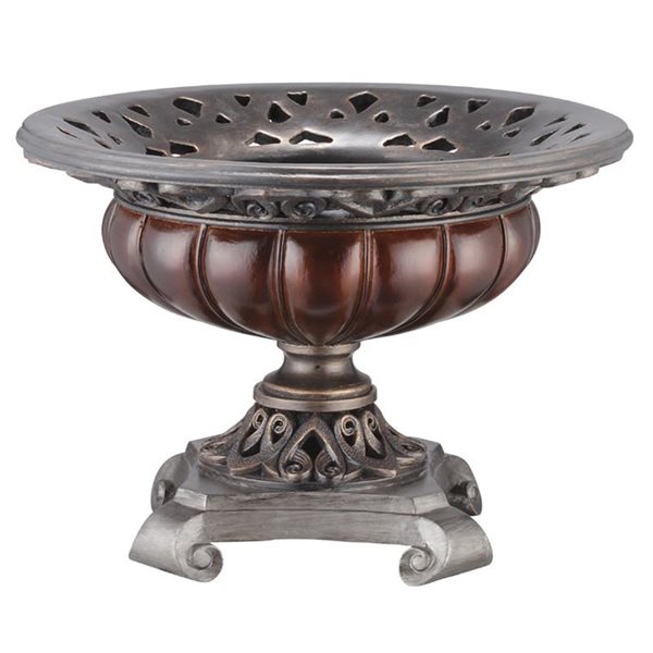 ORE International Silver Polyresin Bowl Tabletop Decoration with Bronze Accents