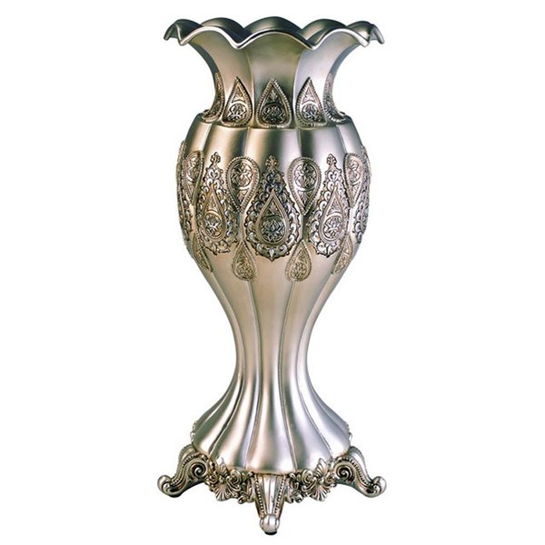 ORE International Silver Polyresin Vase Tabletop Decoration