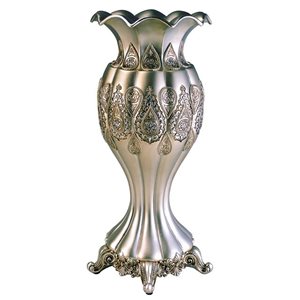 Décoration de table ORE International vase en polyrésine argent