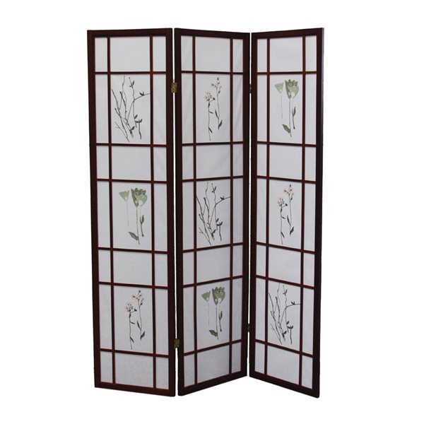 ORE International 3-Panel Cherry Paper Folding Shoji Style Room Divider