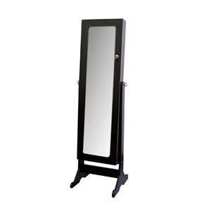 ORE International 57-in x 16.5-in Rectangular Espresso Framed Floor Mirror with Storage