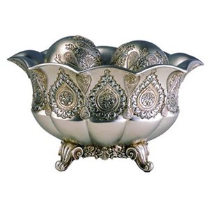 ORE International Silver Polyresin Bowl Tabletop Decoration