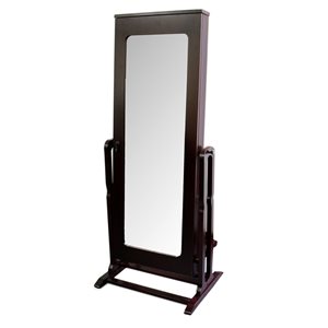 ORE International 61-in x 26.5-in Rectangular Dark Cherry Framed Floor Mirror with Storage