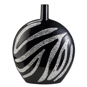 ORE International Black and Silver Polyresin Zebra Vase Tabletop Decoration