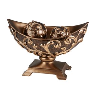 ORE International Brown and Gold Polyresin Baroque Bowl Tabletop Decoration
