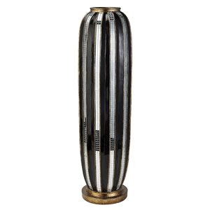 Décoration de table ORE International vase en polyrésine noir et argent avec accents dorés