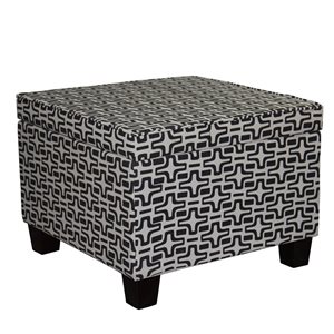 Pouf avec rangement intégré ORE International moderne carré en polyester noir et gris