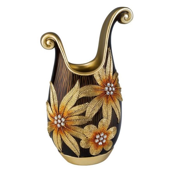 ORE International Brown and Gold Polyresin Vase Tabletop Decoration