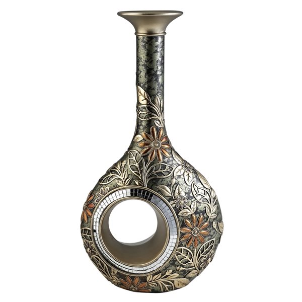 ORE International Bronze Polyresin Floral Vase Tabletop Decoration