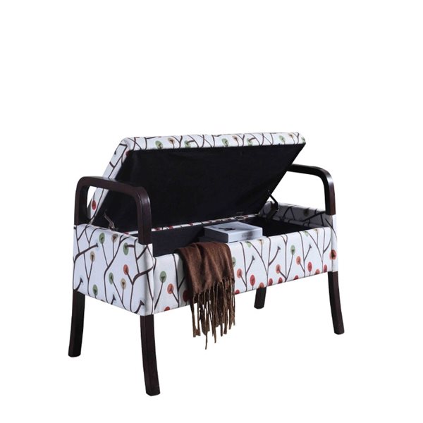 ORE International Mid-Century Modern White and Red Storage Bench