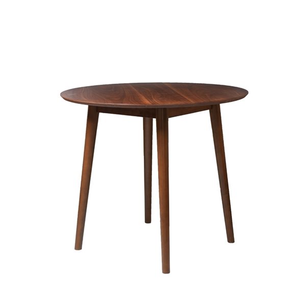 Plata Import Leon Round Fixed Standard (30-in H) Wood Table with Walnut Brown Wood Base