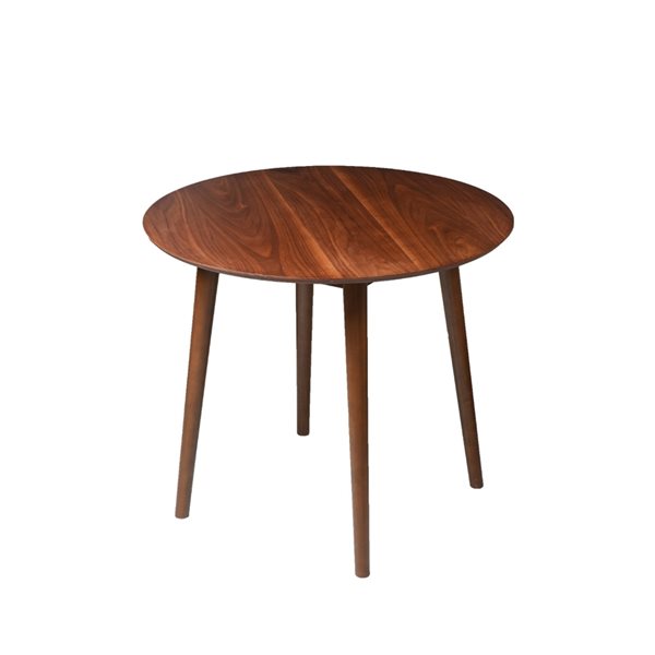 Plata Import Leon Round Fixed Standard (30-in H) Wood Table with Walnut Brown Wood Base