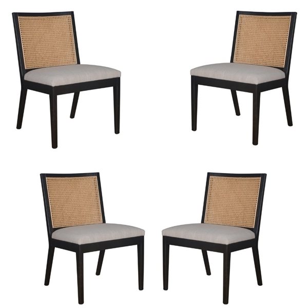 Plata Import Antonia Contemporary Upholstered Side Chair with Wood Frame - Set of 4