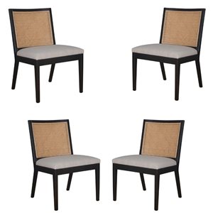 Plata Import Antonia Contemporary Upholstered Side Chair with Wood Frame - Set of 4