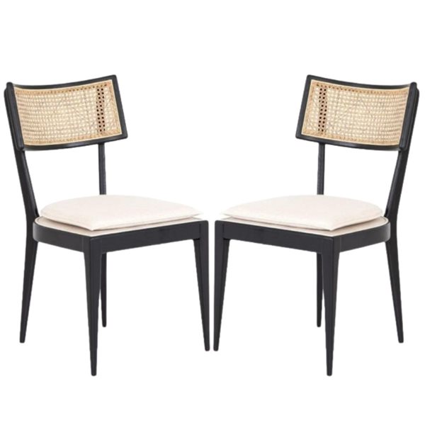 Plata Import Tina Contemporary Upholstered Side Chair with Wood Frame - Set of 2