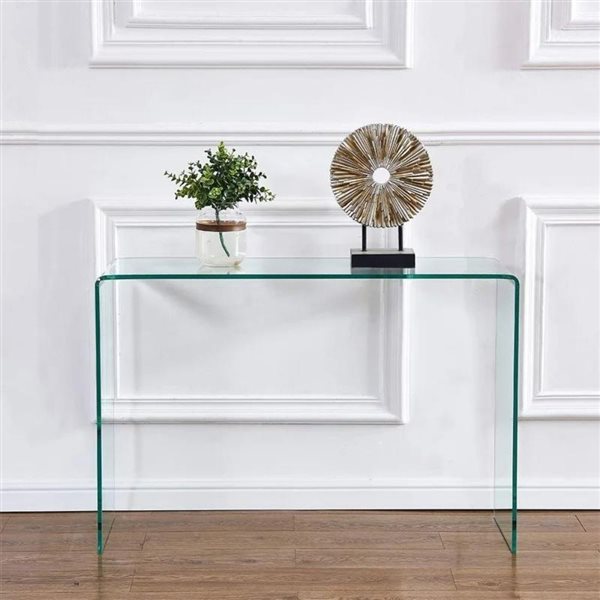 Plata Import 36-in Glass Modern Waterfall Console Table