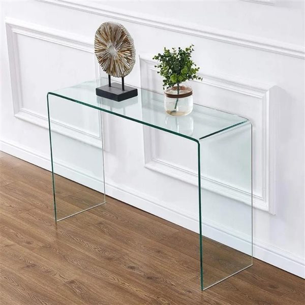 Plata Import 36-in Glass Modern Waterfall Console Table