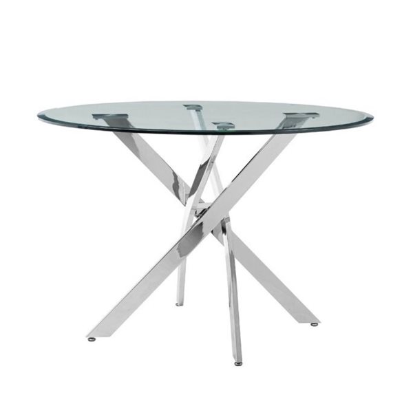 Plata Import Sonar Fixed Round Standard (30-in H) Glass Table with Chrome Stainless Steel Base