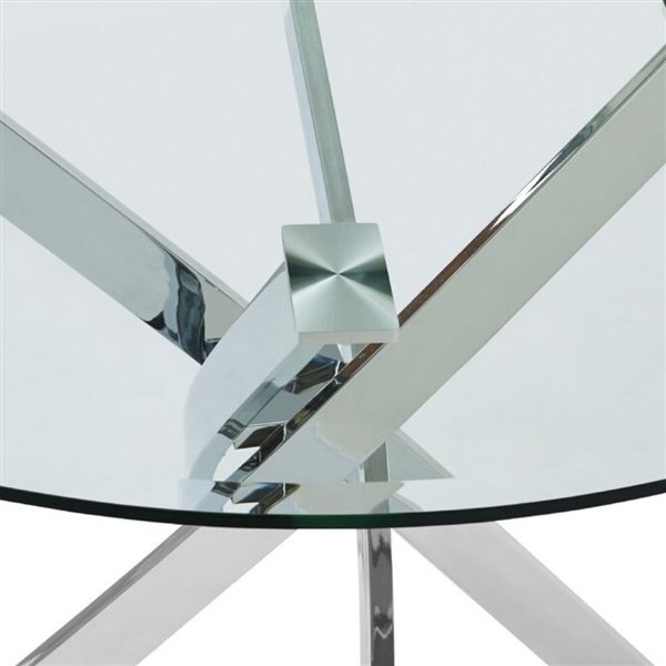 Plata Import Sonar Fixed Round Standard (30-in H) Glass Table with Chrome Stainless Steel Base