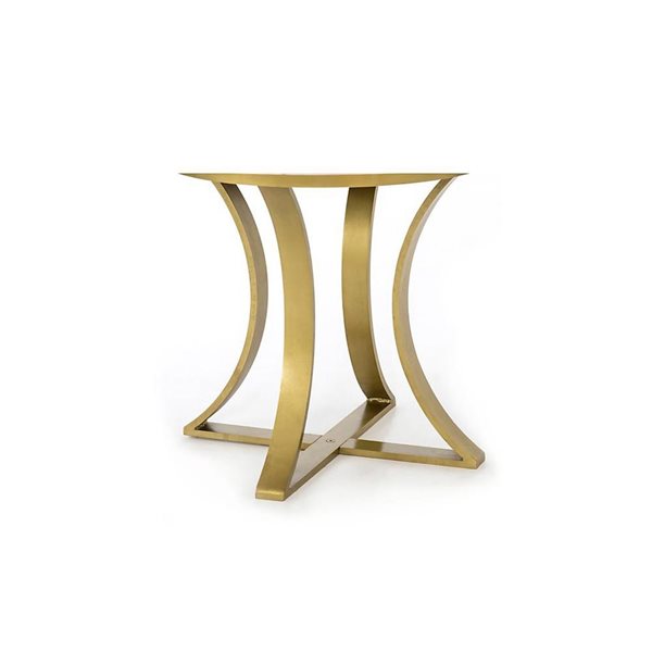 Plata Import Arc Round Fixed Standard (30-in H) Faux Marble Table with Gold Stainless Steel Base