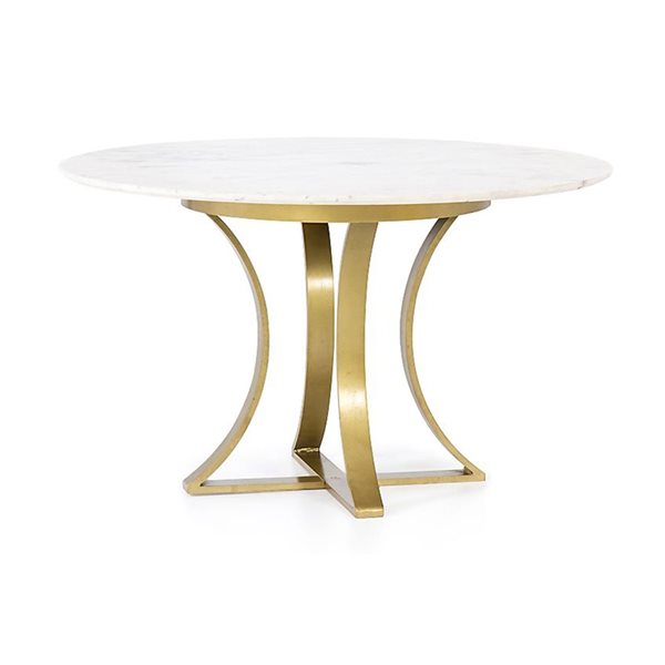 Plata Import Arc Round Fixed Standard (30-in H) Faux Marble Table with Gold Stainless Steel Base