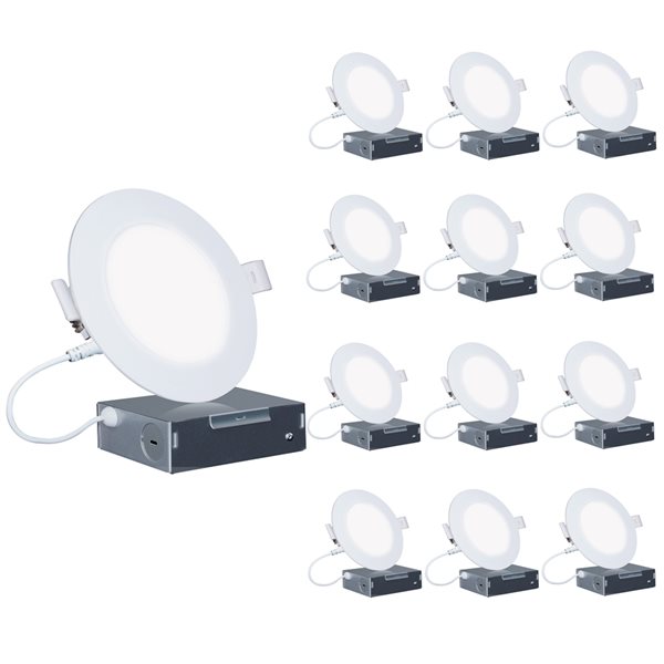 Infibrite 4-in LED White Airtight 5000K Baffle Recessed Light Kits - 12-Pack