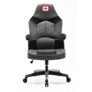 ZipDecor Grey Ergonomic Adjustable Height Swivel Canadian Flag Gaming Chair