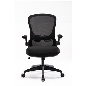 ZipDecor Black Ergonomic Adjustable Height Swivel Task Chair with Lumbar Support